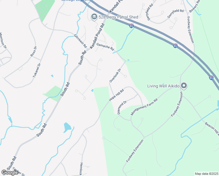 map of restaurants, bars, coffee shops, grocery stores, and more near 14 Overlook Drive in Derry