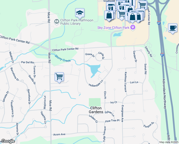 map of restaurants, bars, coffee shops, grocery stores, and more near 46 Hollandale Lane in Clifton Gardens