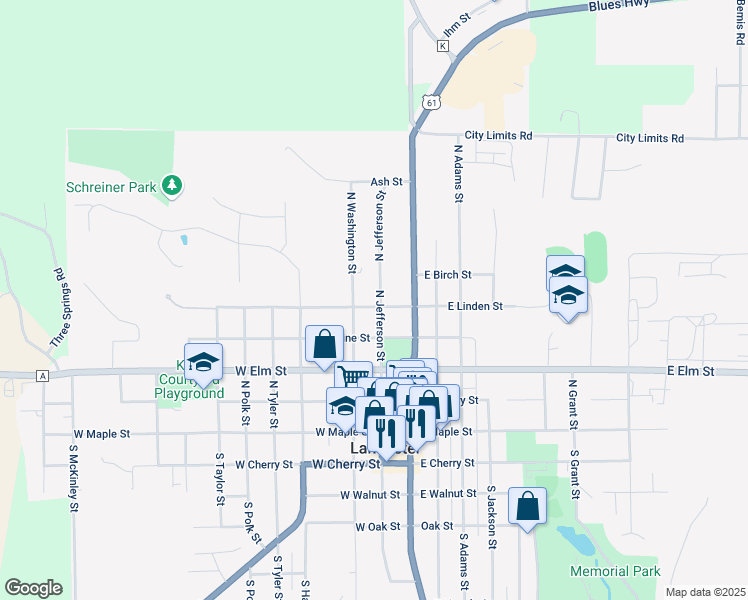 map of restaurants, bars, coffee shops, grocery stores, and more near 508 North Jefferson Street in Lancaster
