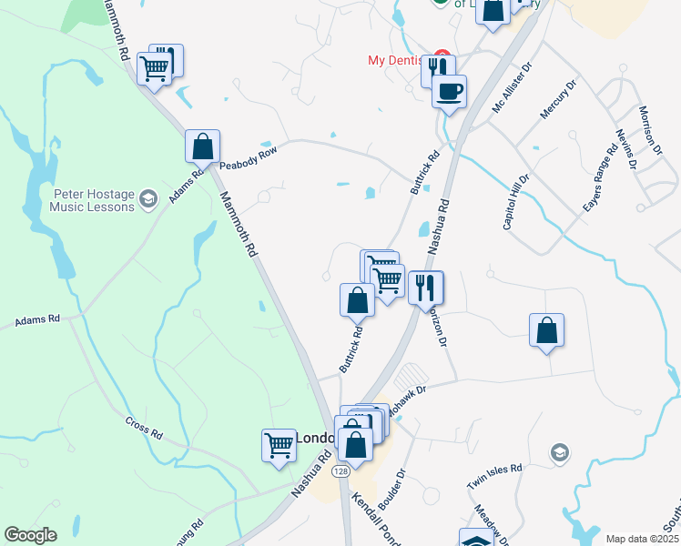 map of restaurants, bars, coffee shops, grocery stores, and more near 30 Buttrick Road in Londonderry