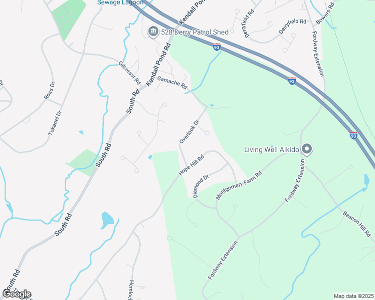 map of restaurants, bars, coffee shops, grocery stores, and more near 14 Overlook Drive in Derry