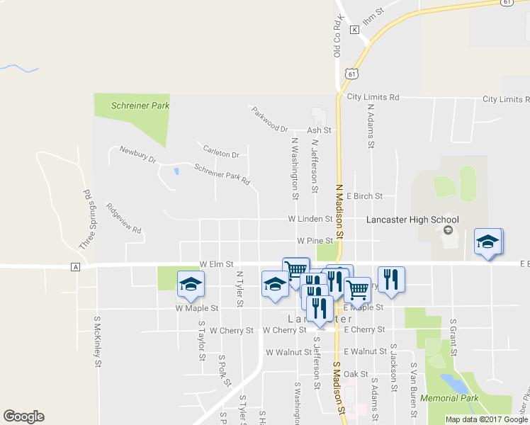 map of restaurants, bars, coffee shops, grocery stores, and more near 439 West Linden Street in Lancaster