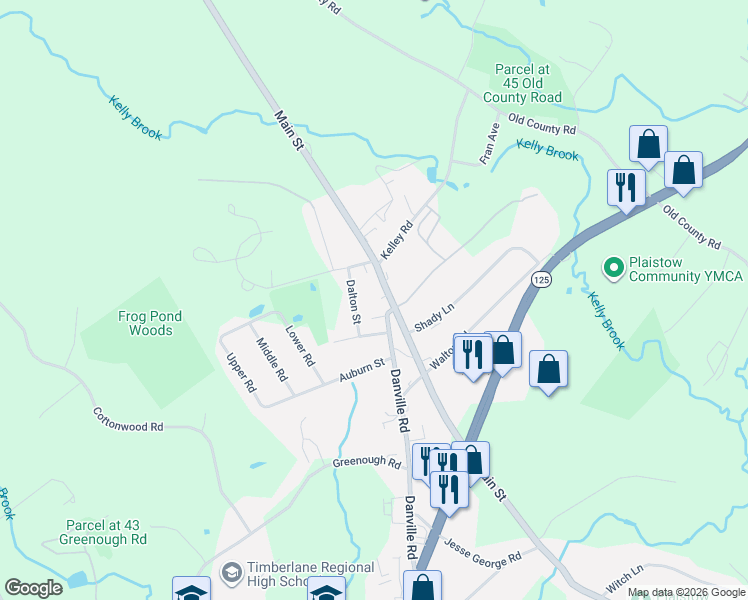 map of restaurants, bars, coffee shops, grocery stores, and more near 216 Main Street in Plaistow