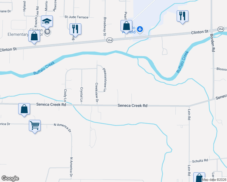 map of restaurants, bars, coffee shops, grocery stores, and more near 19 Veronica Drive in West Seneca