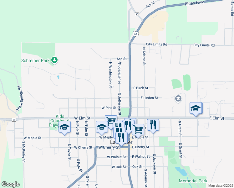 map of restaurants, bars, coffee shops, grocery stores, and more near 508 North Jefferson Street in Lancaster