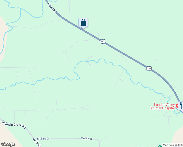 map of restaurants, bars, coffee shops, grocery stores, and more near 2931 U.S. 287 in Lander