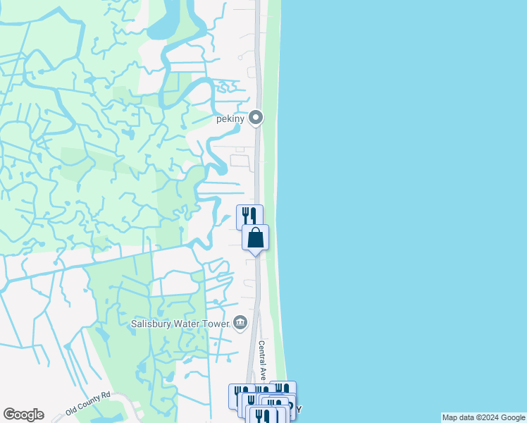 map of restaurants, bars, coffee shops, grocery stores, and more near 209 North End Boulevard in Salisbury