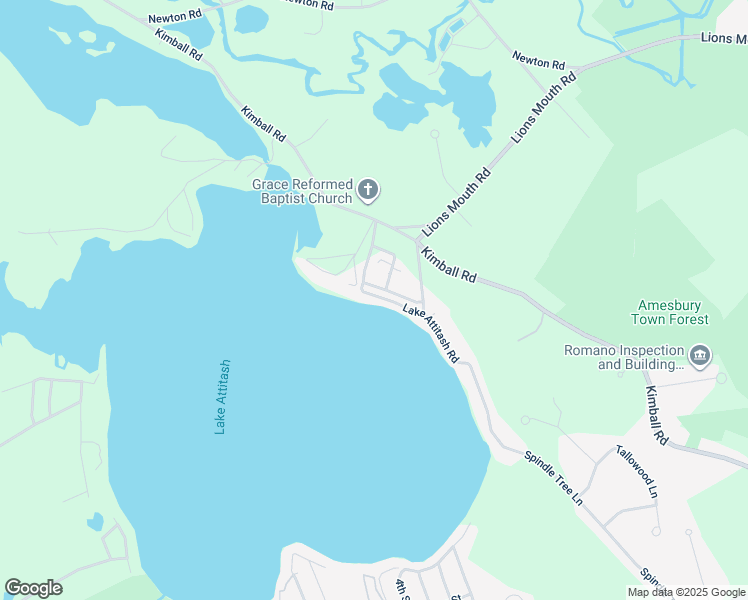 map of restaurants, bars, coffee shops, grocery stores, and more near 88 Lake Attitash Road in Amesbury