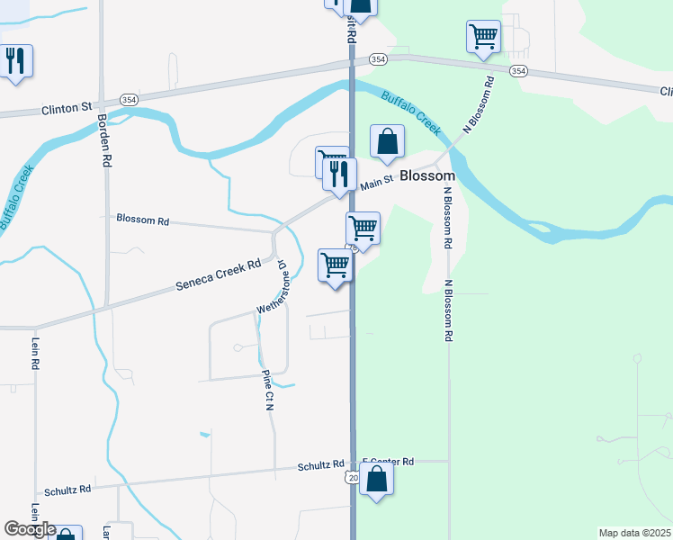map of restaurants, bars, coffee shops, grocery stores, and more near 3160 Transit Road in West Seneca