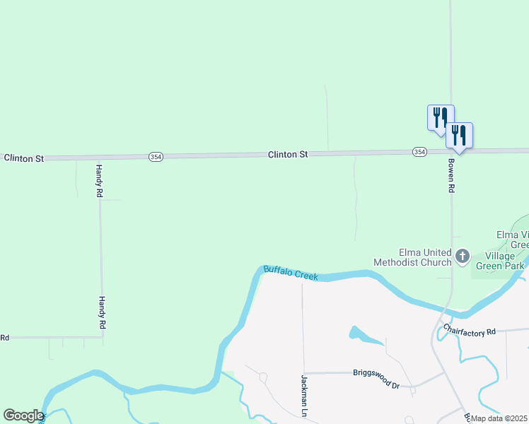 map of restaurants, bars, coffee shops, grocery stores, and more near 6330 Clinton Street in Elma