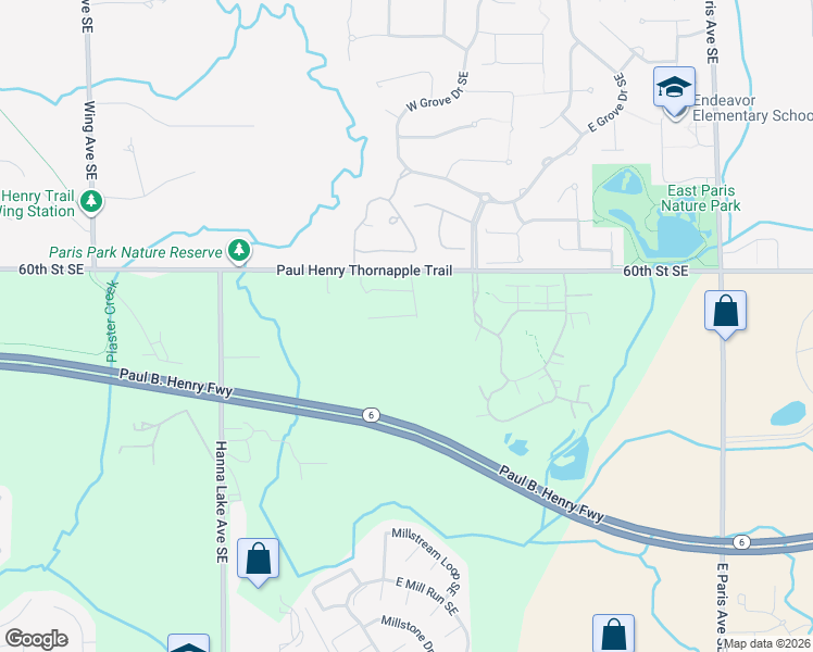map of restaurants, bars, coffee shops, grocery stores, and more near 3500 60th Street Southeast in Caledonia