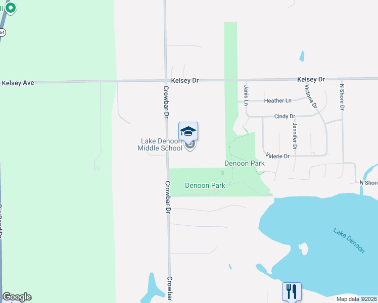 map of restaurants, bars, coffee shops, grocery stores, and more near W216S10586 Crowbar Drive in Muskego