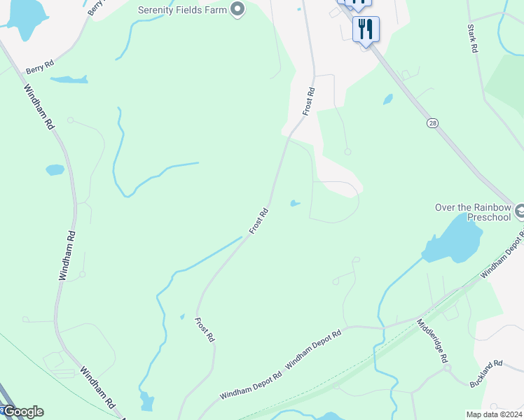 map of restaurants, bars, coffee shops, grocery stores, and more near 44 Frost Road in Derry