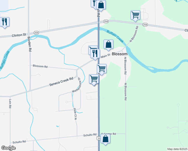 map of restaurants, bars, coffee shops, grocery stores, and more near 3160 Transit Road in West Seneca