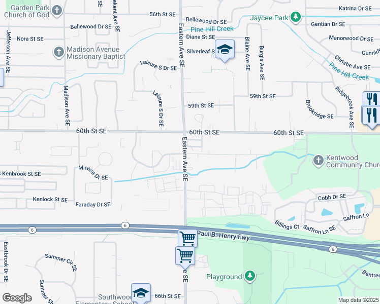 map of restaurants, bars, coffee shops, grocery stores, and more near 913 Keeler Court Southeast in Grand Rapids