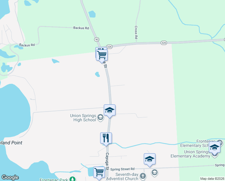 map of restaurants, bars, coffee shops, grocery stores, and more near 270 Cayuga Street in Union Springs