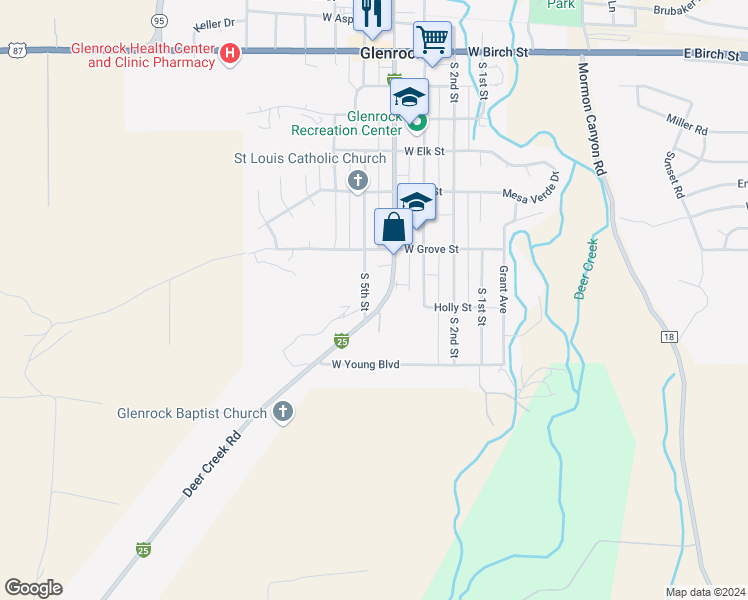 map of restaurants, bars, coffee shops, grocery stores, and more near 709-737 South 4th Street in Douglas