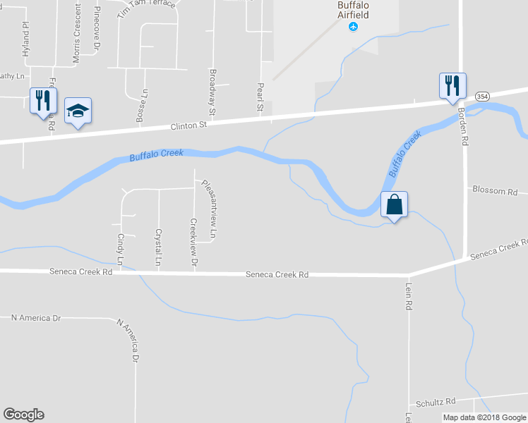 map of restaurants, bars, coffee shops, grocery stores, and more near 922 Seneca Creek Road in Buffalo