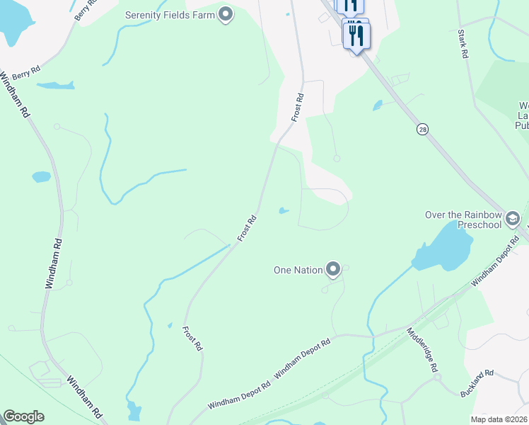 map of restaurants, bars, coffee shops, grocery stores, and more near 44 Frost Road in Derry