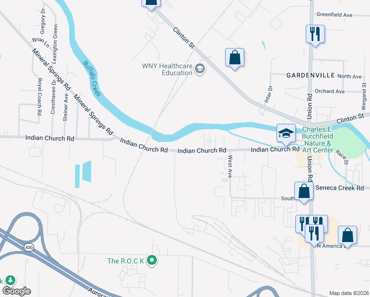map of restaurants, bars, coffee shops, grocery stores, and more near in West Seneca