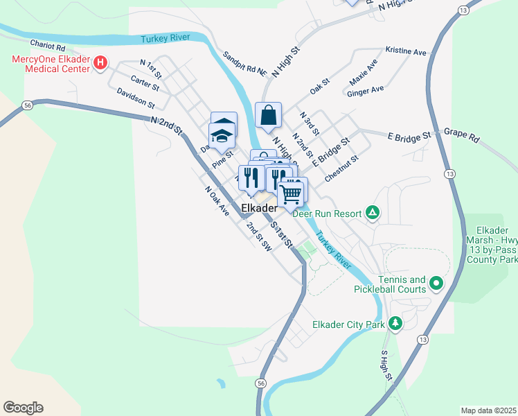 map of restaurants, bars, coffee shops, grocery stores, and more near in Elkader