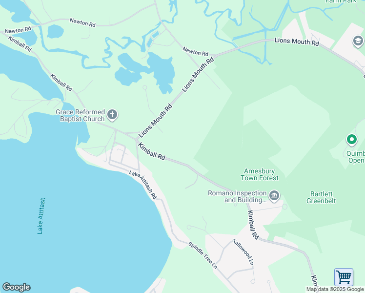 map of restaurants, bars, coffee shops, grocery stores, and more near 74 Kimball Road in Amesbury