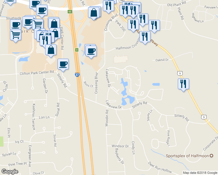 map of restaurants, bars, coffee shops, grocery stores, and more near 76 Lakeview Drive in Saratoga County