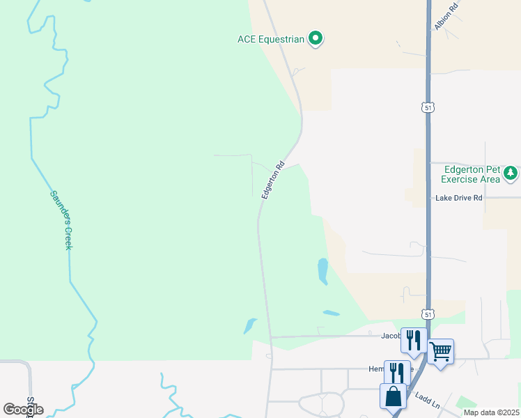 map of restaurants, bars, coffee shops, grocery stores, and more near Edgerton Road in Edgerton