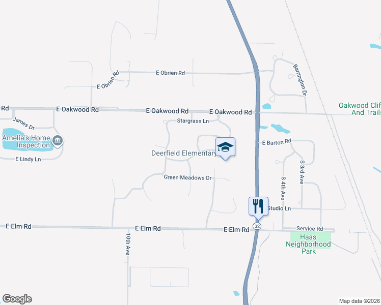 map of restaurants, bars, coffee shops, grocery stores, and more near 3762 East Bluestem Drive in Oak Creek