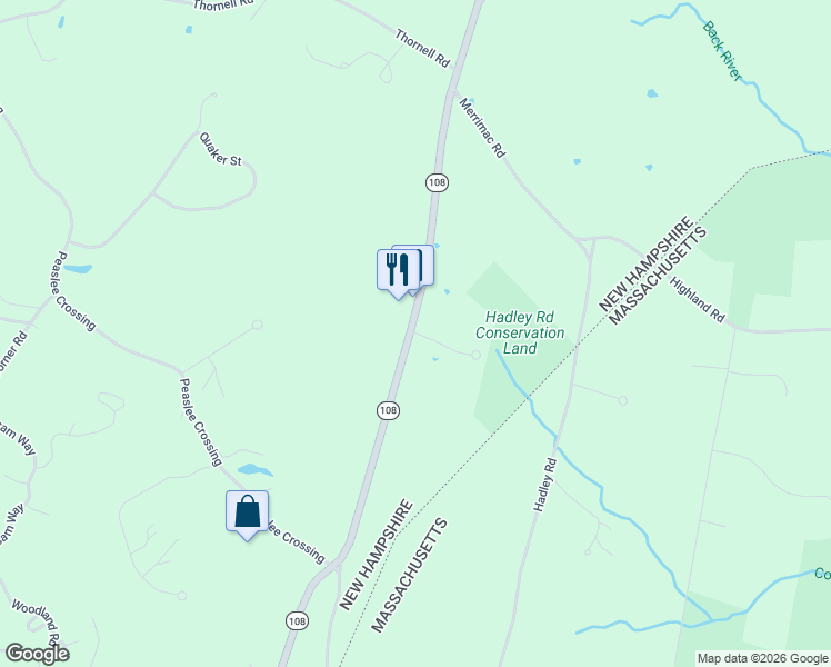 map of restaurants, bars, coffee shops, grocery stores, and more near 85 South Main Street in Newton
