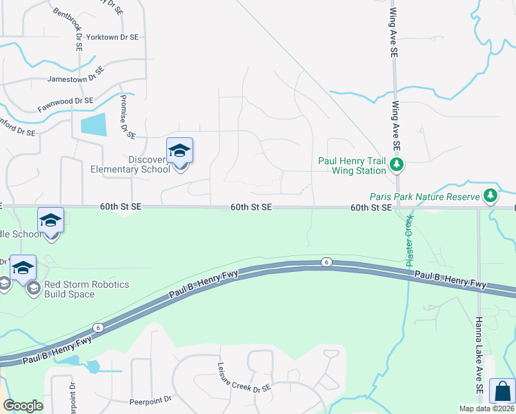 map of restaurants, bars, coffee shops, grocery stores, and more near 2683 60th Street Southeast in Kentwood