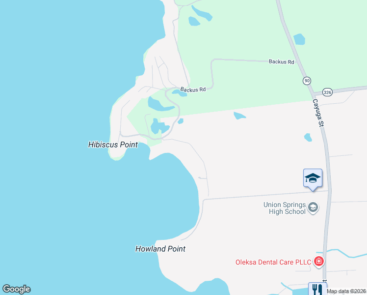 map of restaurants, bars, coffee shops, grocery stores, and more near 4897 Springport Cove Road in Cayuga