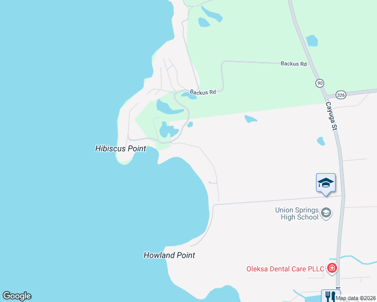 map of restaurants, bars, coffee shops, grocery stores, and more near 4897 Springport Cove Road in Cayuga