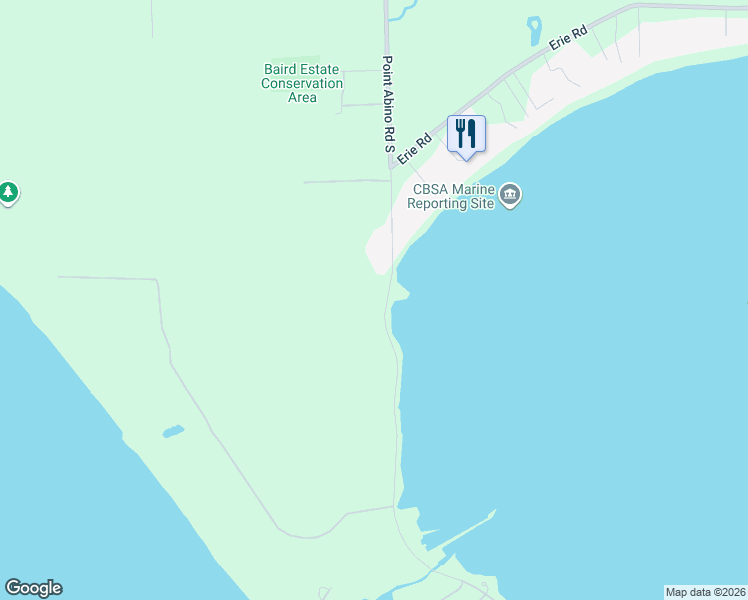 map of restaurants, bars, coffee shops, grocery stores, and more near 715 Point Abino Road South in Fort Erie