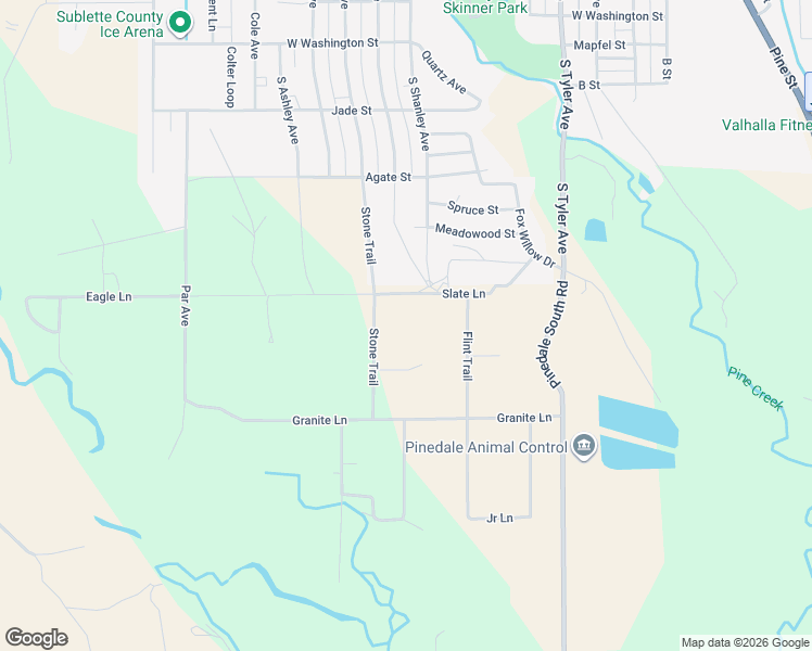 map of restaurants, bars, coffee shops, grocery stores, and more near 23 Stone Trail in Pinedale