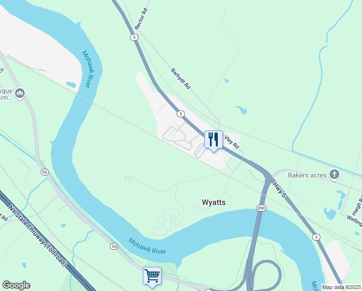 map of restaurants, bars, coffee shops, grocery stores, and more near 21 Alflo Circle in Schenectady