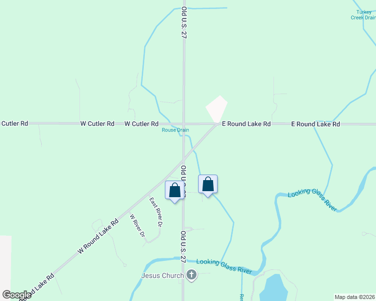 map of restaurants, bars, coffee shops, grocery stores, and more near 11189 Old U.S. 27 in DeWitt