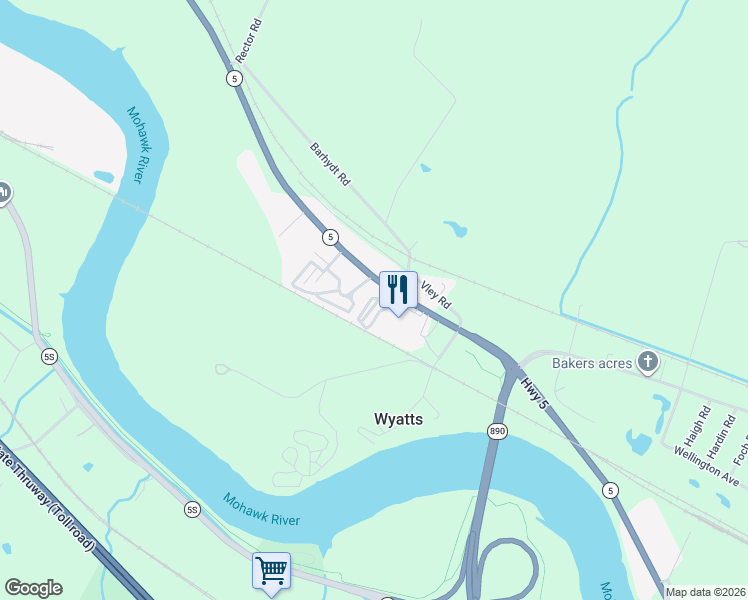 map of restaurants, bars, coffee shops, grocery stores, and more near 2941 Amsterdam Road in Schenectady