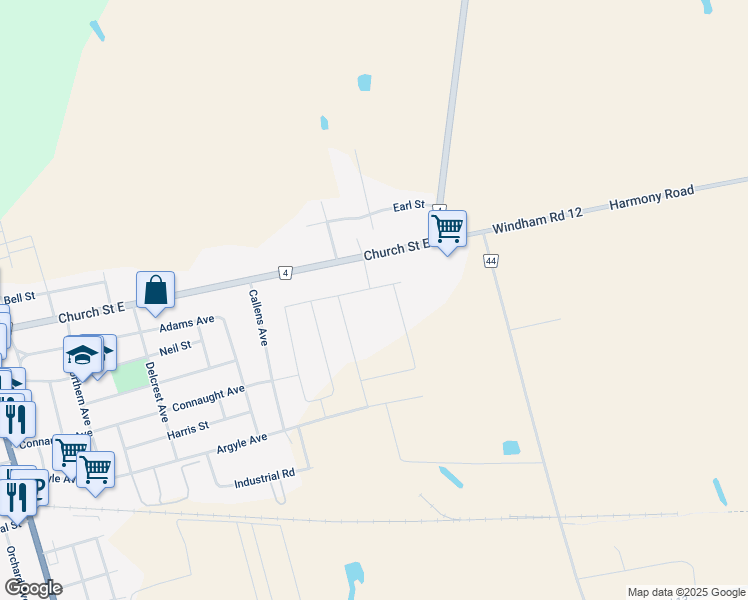 map of restaurants, bars, coffee shops, grocery stores, and more near 406 Courtland Street in Delhi