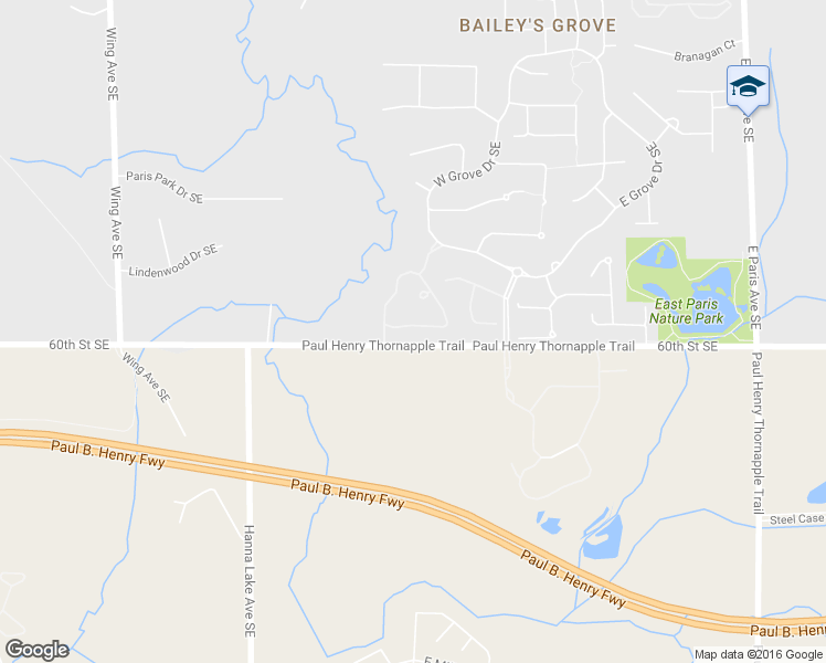 map of restaurants, bars, coffee shops, grocery stores, and more near 3491 South Lyn Haven Drive Southeast in Kentwood