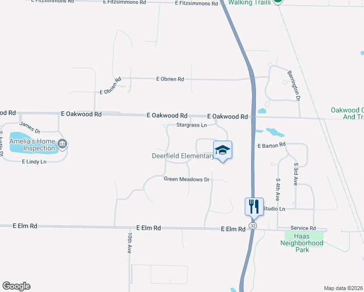map of restaurants, bars, coffee shops, grocery stores, and more near 3762 East Bluestem Drive in Oak Creek