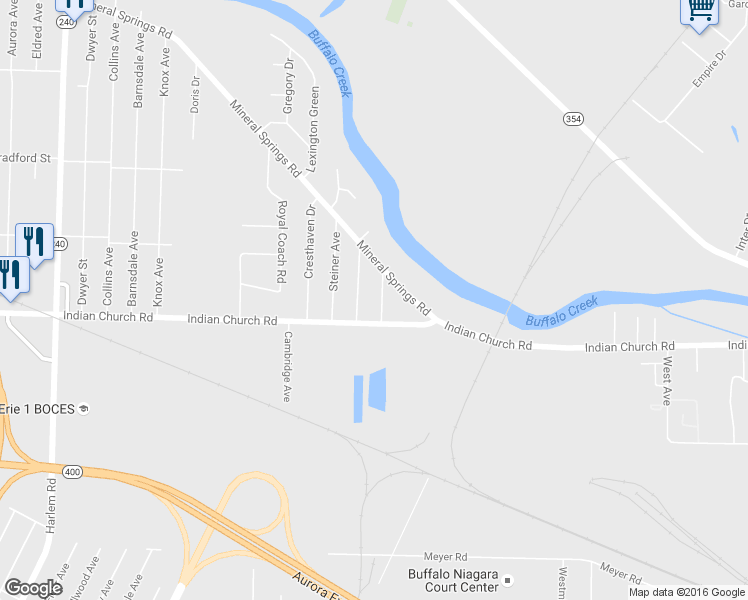 map of restaurants, bars, coffee shops, grocery stores, and more near 26 Bangel Avenue in Buffalo