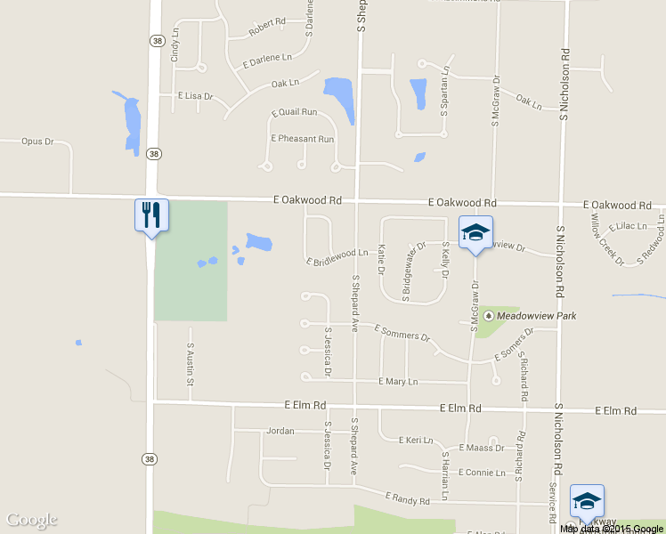 map of restaurants, bars, coffee shops, grocery stores, and more near 641 East Bridlewood Lane in Oak Creek