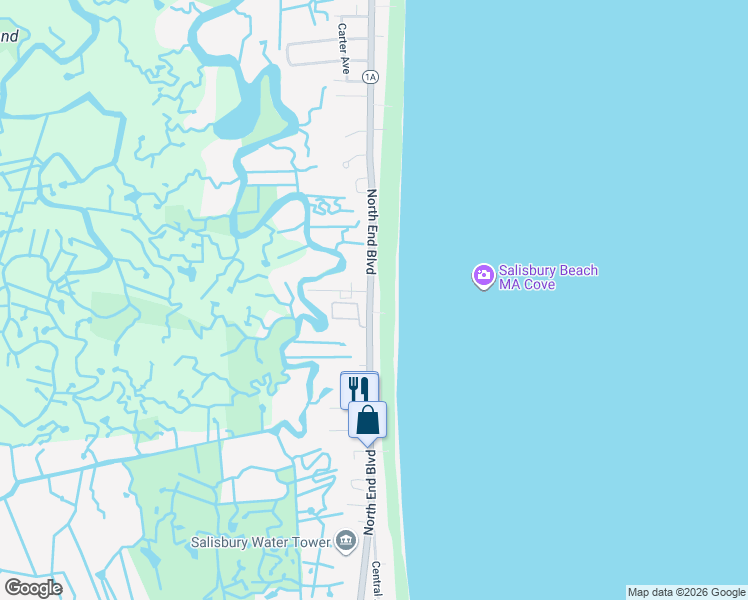 map of restaurants, bars, coffee shops, grocery stores, and more near 277 North End Boulevard in Salisbury