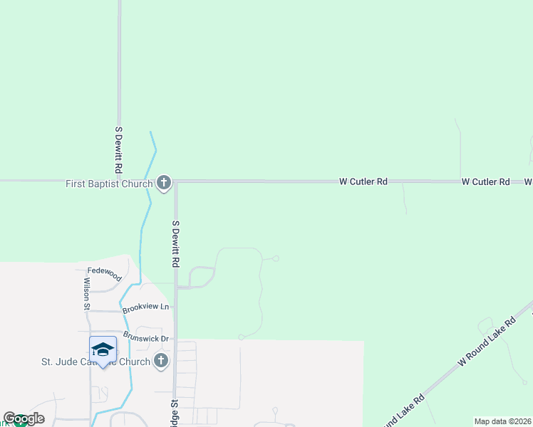 map of restaurants, bars, coffee shops, grocery stores, and more near 2063 West Cutler Road in DeWitt