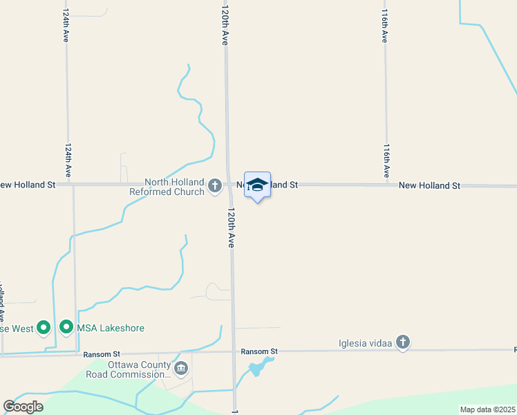 map of restaurants, bars, coffee shops, grocery stores, and more near 11946 New Holland Street in Holland