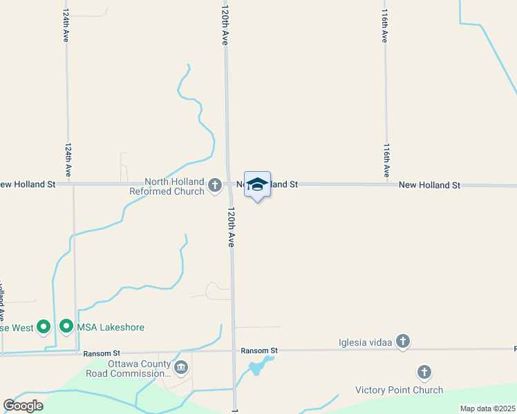 map of restaurants, bars, coffee shops, grocery stores, and more near 11946 New Holland Street in Holland
