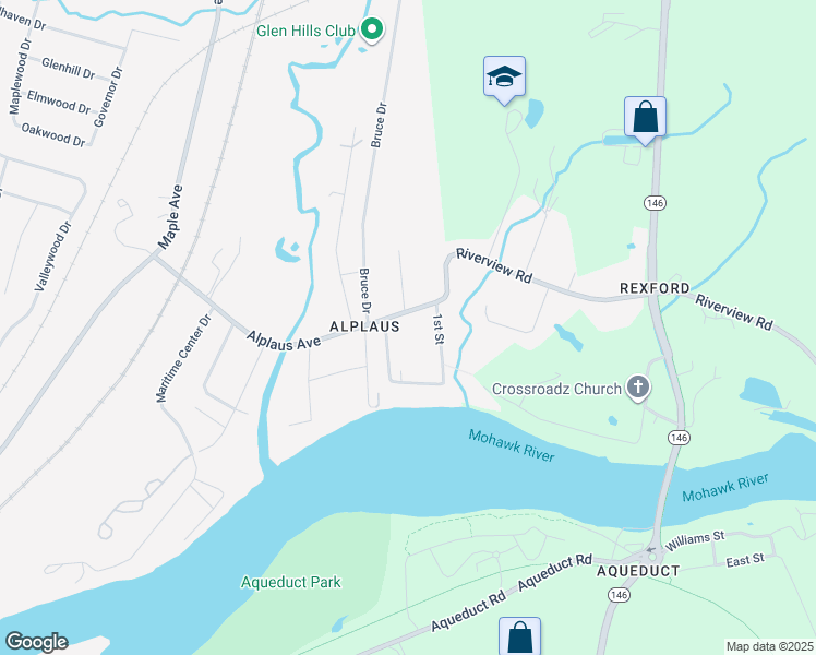 map of restaurants, bars, coffee shops, grocery stores, and more near 308 Alplaus Avenue in East Glenville