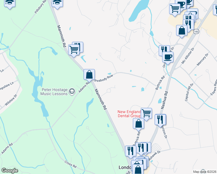 map of restaurants, bars, coffee shops, grocery stores, and more near 37 Midridge Circle in Londonderry