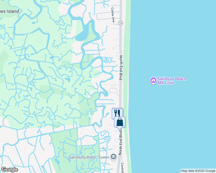 map of restaurants, bars, coffee shops, grocery stores, and more near 19 Liberty Street in Salisbury